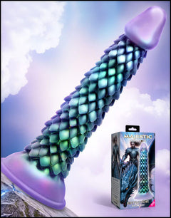 Fantasy dildo with overlapping scale texture