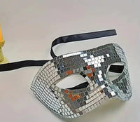 Stylish Mirror Disco Maquerade Mask with a stunning geometric pattern, perfect for glamorous occasions and themed parties.