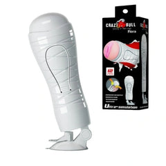 Crazy Bull Flora ultra-stimulation masturbator with suction cup, featuring realistic vagina design and multiple functions for enhanced pleasure.