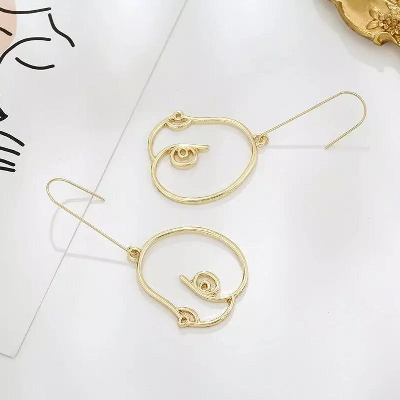 Gold Wire Breasts Woman's Body Drop Earrings