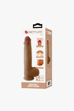 PrettyLove Super Soft Liquid Silicone Dildo with Suction Cup, Balls & Bendable Design