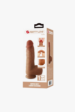 PrettyLove Super Soft Liquid Silicone Dildo with Suction Cup, Balls & Bendable Design