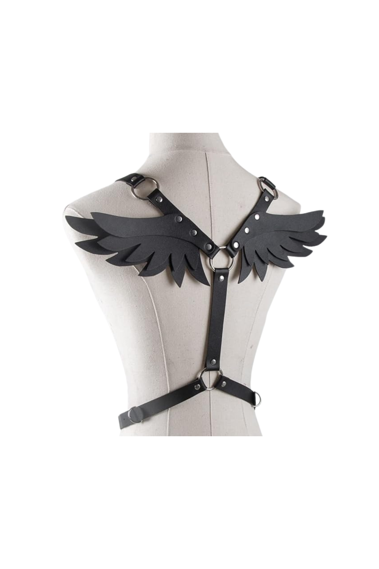 Women's Gothic PU Faux Leather Angel Wings Body Harness, Adjustable for Cosplay & Parties