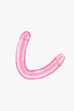 Me You Us UltraCock Pink Jelly 12" Double Ended Dildo displayed with accessories, capturing the allure of this exquisite double ended dildo for couples.