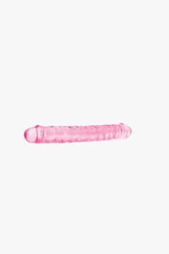 Close-up of Me You Us UltraCock Pink Jelly 12" Double Ended Dildo, emphasising the smooth, flexible material ideal for versatile double ended dildo play.