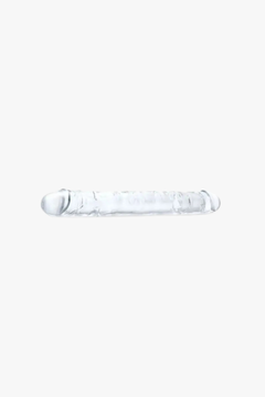 Luxurious Me You Us 15 inch Clear Jelly Double Ended Dildo highlighting its smooth tapered ends, perfect for indulgent double ended play.