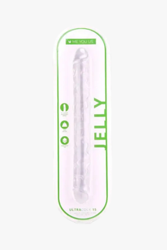 Me You Us 15 inch Clear Jelly Double Ended Dildo, a stylish addition to any pleasure collection, crafted for ultimate versatility.