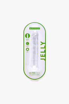 Close view of the texture of the Me You Us Clear Realistic Jelly Dildo Dong, emphasising its soft and flexible nature for luxurious use.
