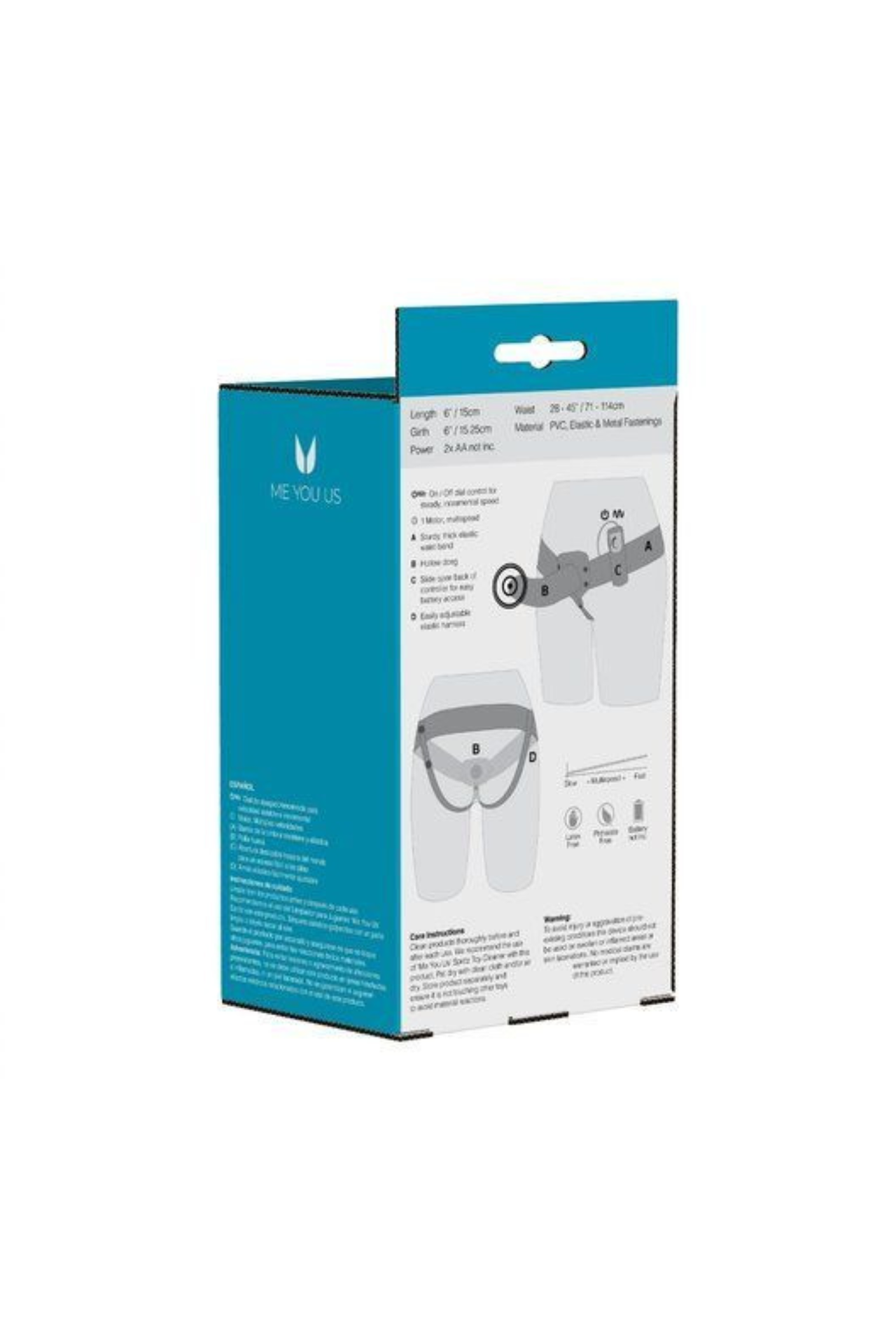 Adjustable elastic harness of the Extender 6" Vibrating Hollow Strap-On, suitable for waists 28"-45", crafted for luxury.