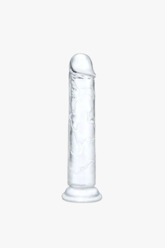 Me You Us Clear Jelly Dong elegantly displayed with its key features including soft jelly material and multiple size options.