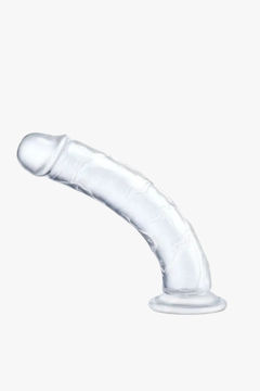 Luxurious presentation of Me You Us Clear Realistic Jelly Dildo Dong, highlighting its beginner-friendly design and transparent finish.