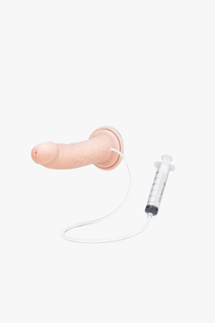 Close-up image of the Me You Us UltraCock 8" Realistic Squirting Dildo's detailed finish, highlighting its squirting feature for added realism.