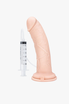 Me You Us UltraCock 8" Realistic Squirting Dildo showcasing its lifelike design and texture, perfect for immersive pleasure.
