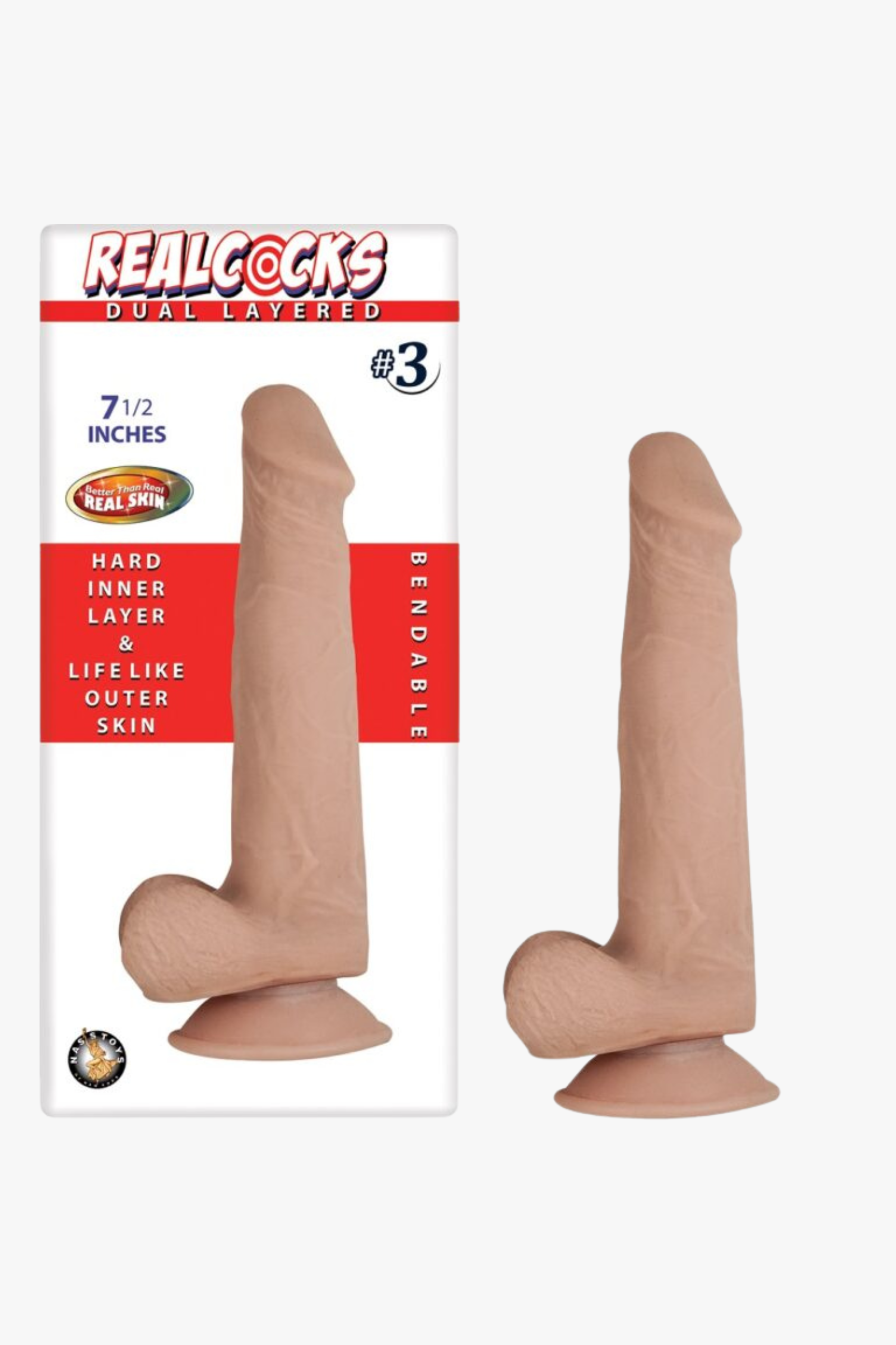 RealCocks Dual Layer Bendable Dildo 7.5 Inch Vanilla