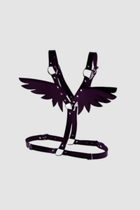 Women's Gothic PU Faux Leather Angel Wings Body Harness, Adjustable for Cosplay & Parties