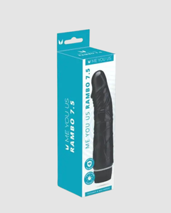 Rambo Black 7.5 Realistic Vibrator, emphasising the multi-speed control feature that allows for tailored pleasure, making it an essential luxurious realistic vibrator.