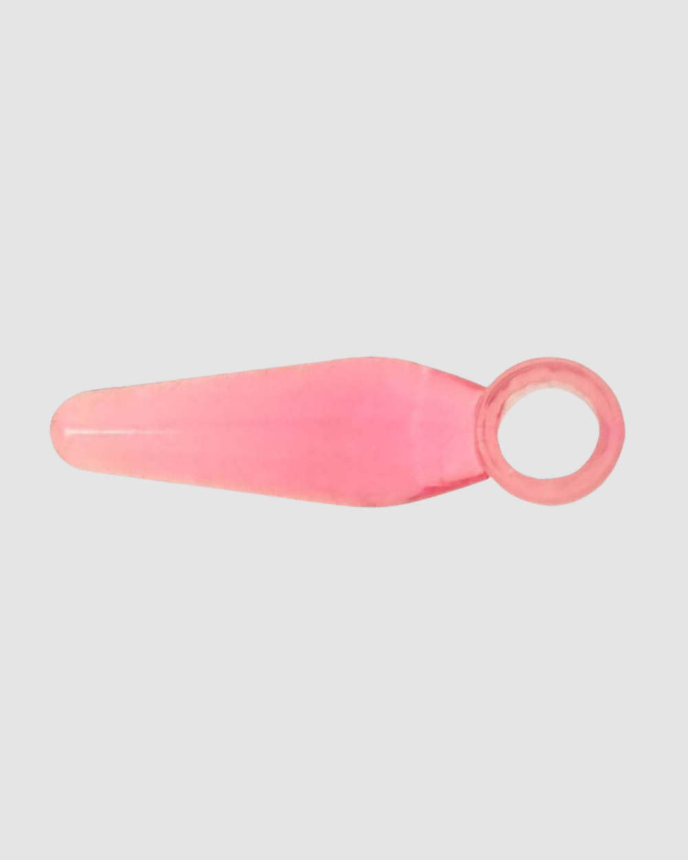 Loving Joy Finger Fun pink small butt plug, smooth silicone sex toy for anal pleasure, shown in close-up image.