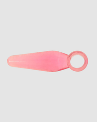 Detailed view of the Loving Joy Finger Fun – Pink Small Butt Plug showcasing its smooth silicone finish and tapered tip, ideal for comfortable insertion and sensual exploration.