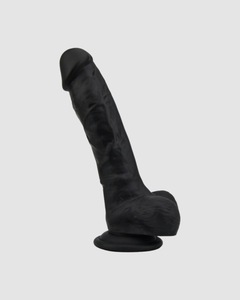 Fully featured view of the Loving Joy Realistic Silicone Dildo with Suction Cup and Balls for premium pleasure.