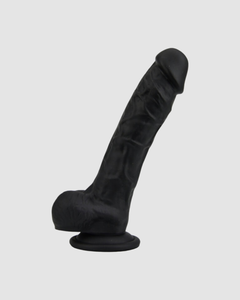 Elegant portrayal of the Loving Joy Realistic Silicone Dildo with Suction Cup and Balls for indulgence.