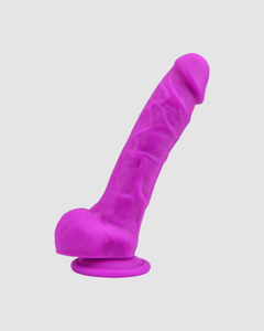 Different angles of the Loving Joy Realistic Silicone Dildo with Suction Cup and Balls representing elegance and design.