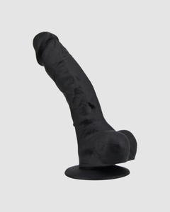 Detailing the Loving Joy Realistic Silicone Dildo with Suction Cup and Balls for an indulgent experience.