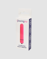 Close-up of the Loving Joy 10 Function Bullet Vibrator, demonstrating its 10 powerful vibration settings tailored for personal pleasure.