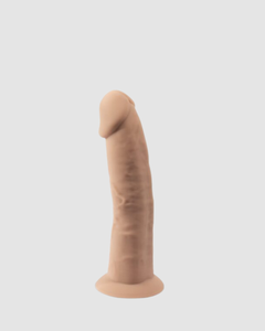 Side view of the 6 inch Realistic Silicone Dual Density Dildo with Suction Cup, highlighting its dual-density design for an authentic silicone dildo experience.