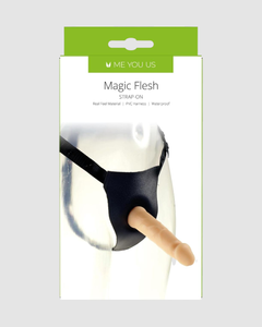 Waterproof Luxury Magic Flesh Strap-On with removable 7" dong, perfect for adventurous play and designed for discreet elegance in strap-on intimacy.