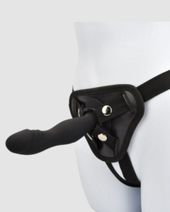 Loving Joy 6 Inch Strap On Dildo Kit highlighting the adjustable harness and machine washable features.