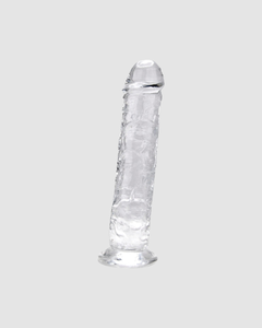 7.5-inch Loving Joy suction cup jelly dildo for hands-free pleasure, featuring a realistic design and flexible texture.