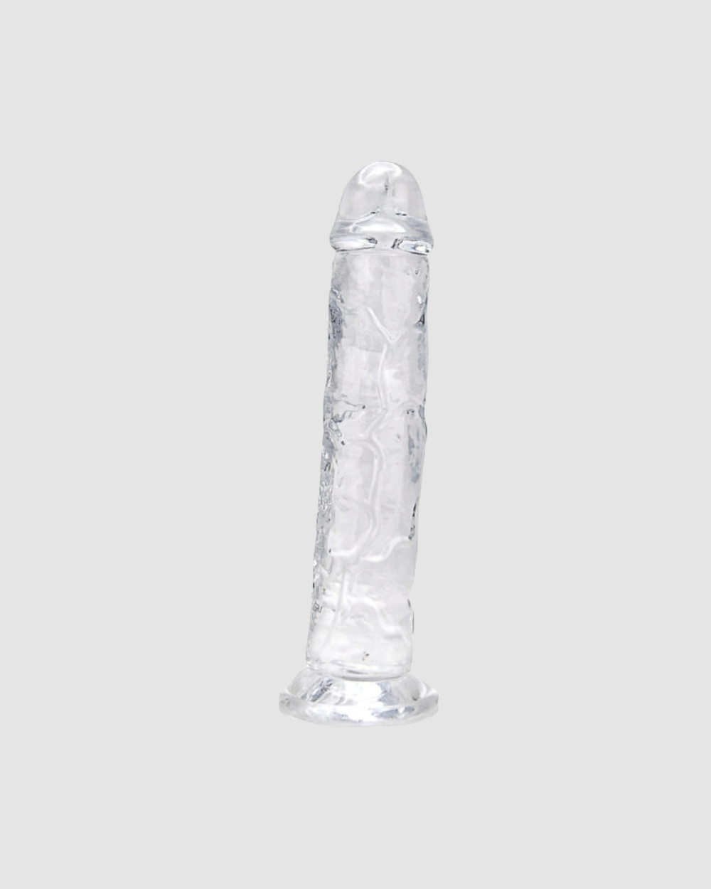 Loving Joy 7.5-inch suction cup jelly dildo with textured surface for hands-free pleasure, shown on a white background.