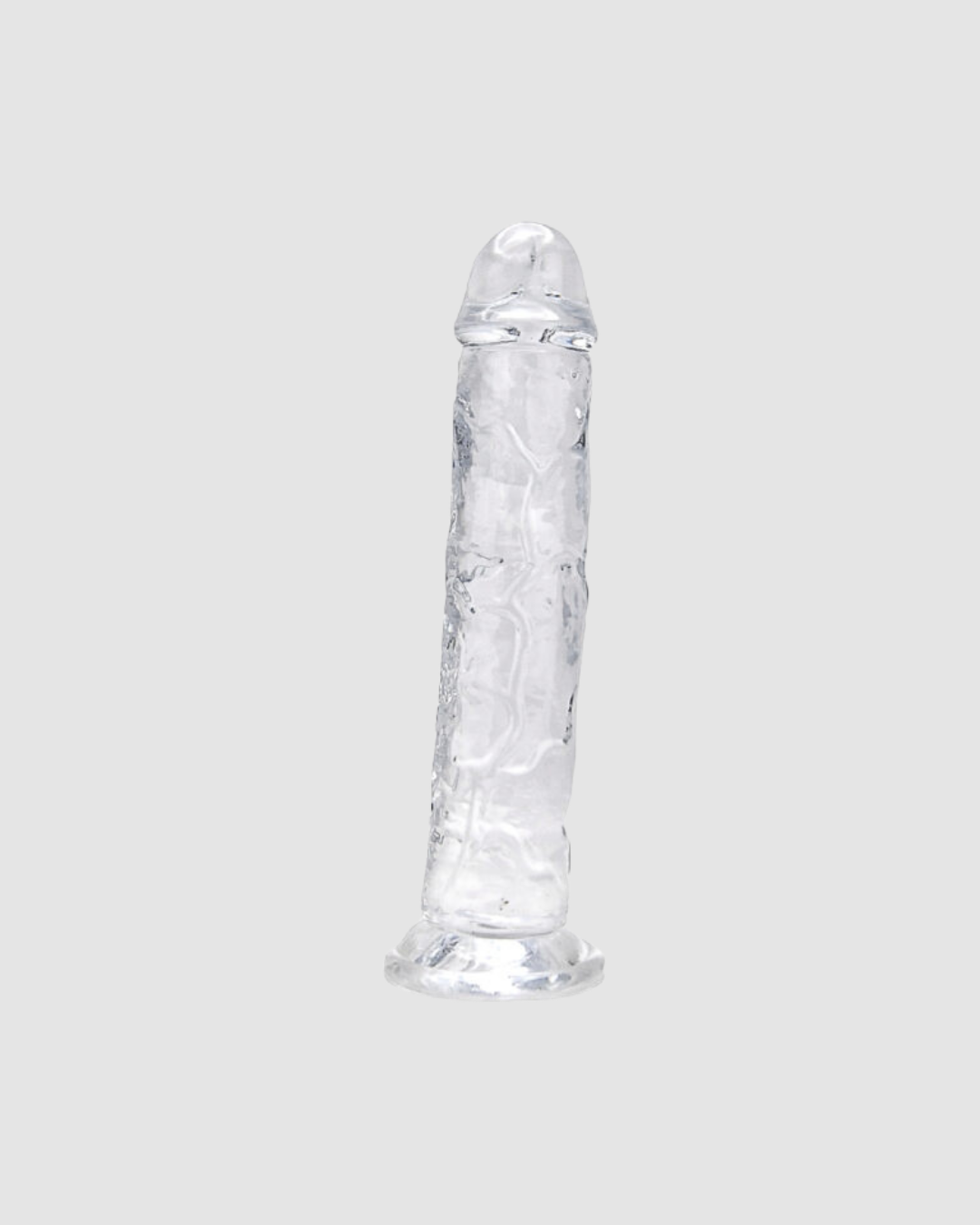 Loving Joy 7.5-inch suction cup jelly dildo with textured surface for hands-free pleasure, shown on a white background.