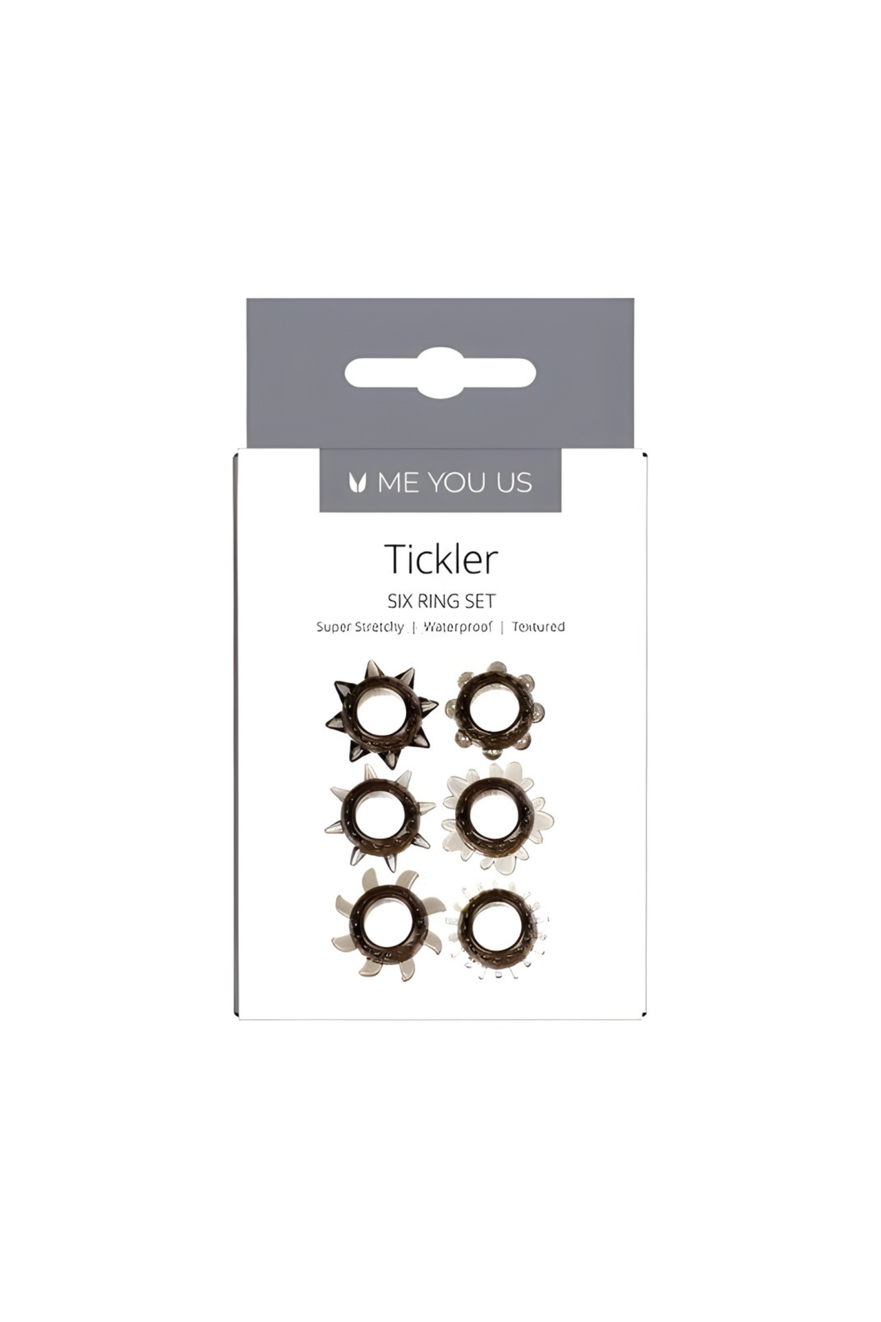Luxurious Tickler Textured Stretchy 6 Cock Ring Set in Smoke, designed for exquisite shared sensations