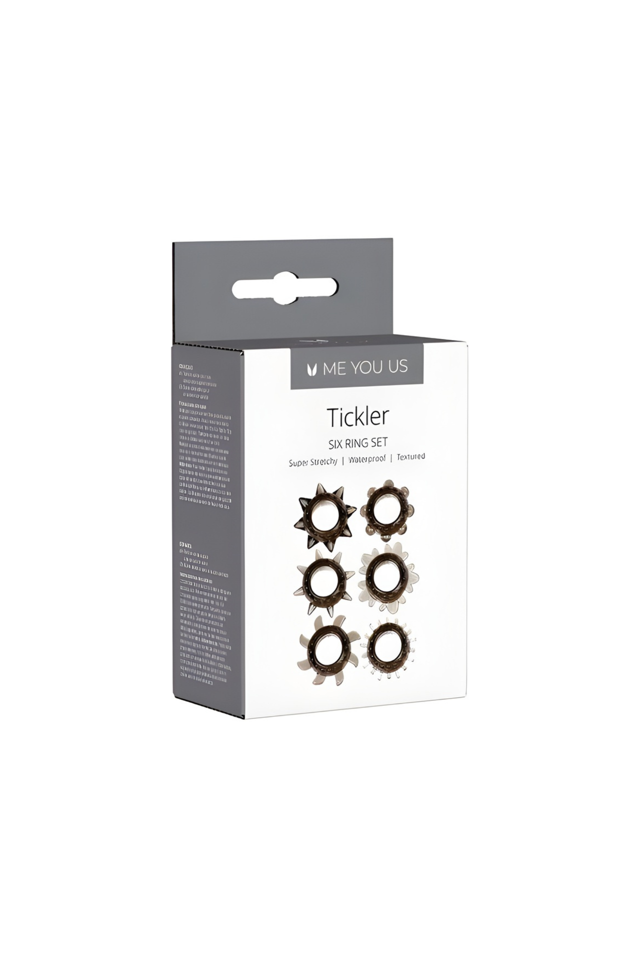 Stylish Tickler Textured Stretchy 6 Cock Ring Set in Smoke, perfect for adventurous couples and intimate moments