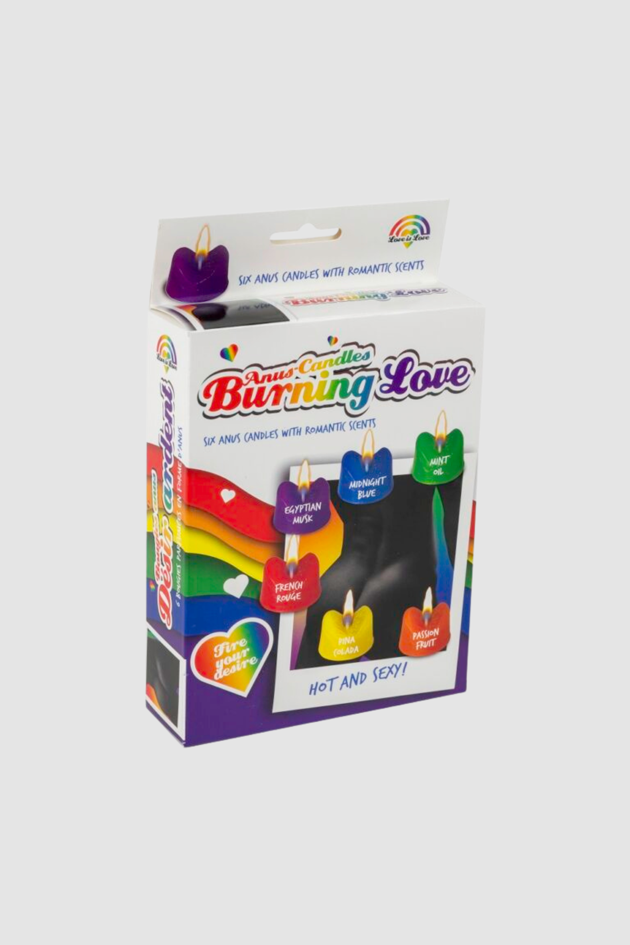 Close-up of luxurious 6-Piece Anus Candles Set, featuring playful design and indulgent fragrances ideal for creating an enchanting atmosphere.