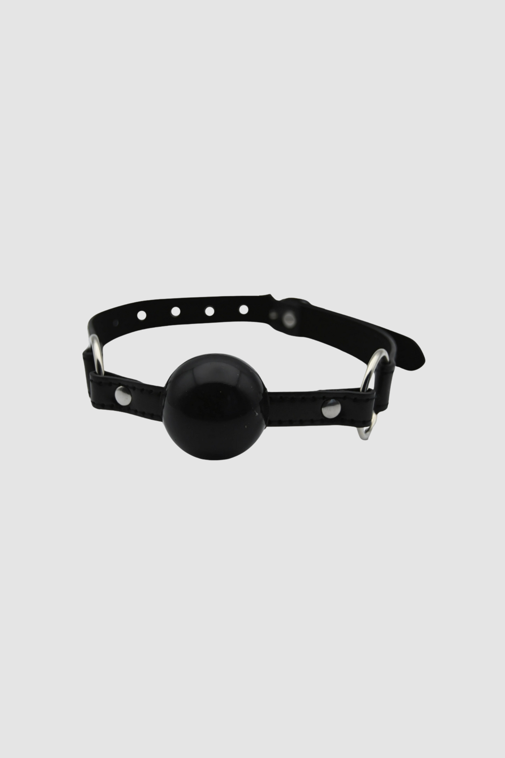 Loving Joy luxury silicone ball gag with adjustable faux leather straps, shown in a product photography image.