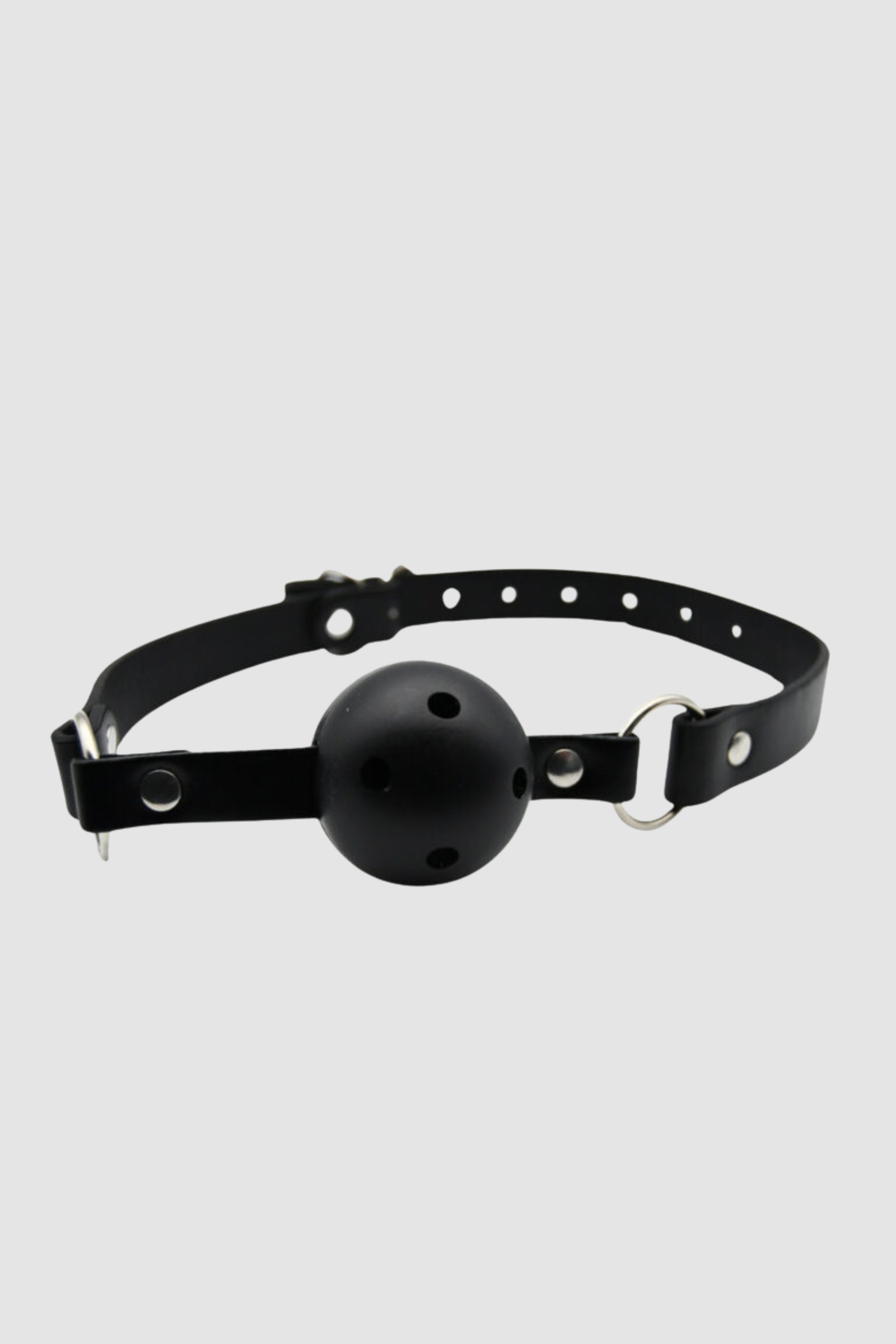 Bound to Play red and black breathable ball gag with adjustable strap, 4.5cm size, ideal for BDSM beginners and power play.