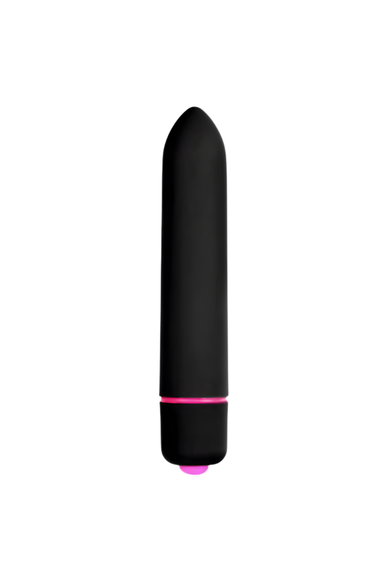 Black and pink cylindrical object on a white background