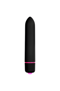 Black and pink cylindrical object on a white background