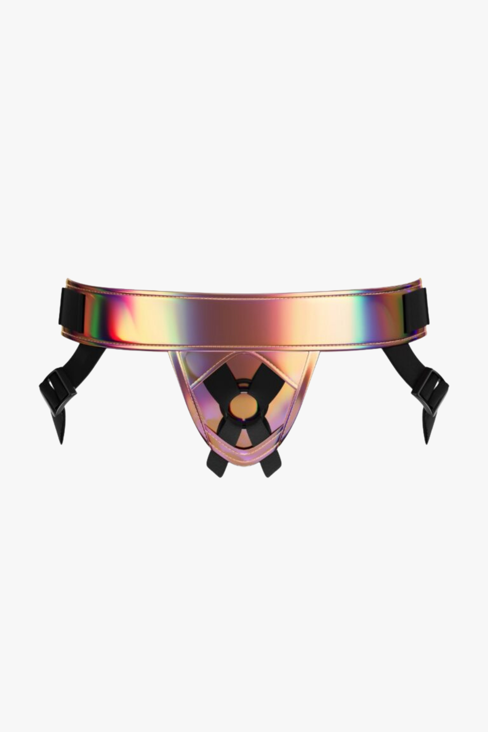 1on1 Mina Shimmer Strap-On Harness, adjustable harness with shimmering fabric and secure straps for comfortable wear.