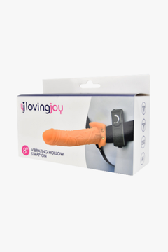 8 Inch Vibrating Hollow Strap On Vanilla