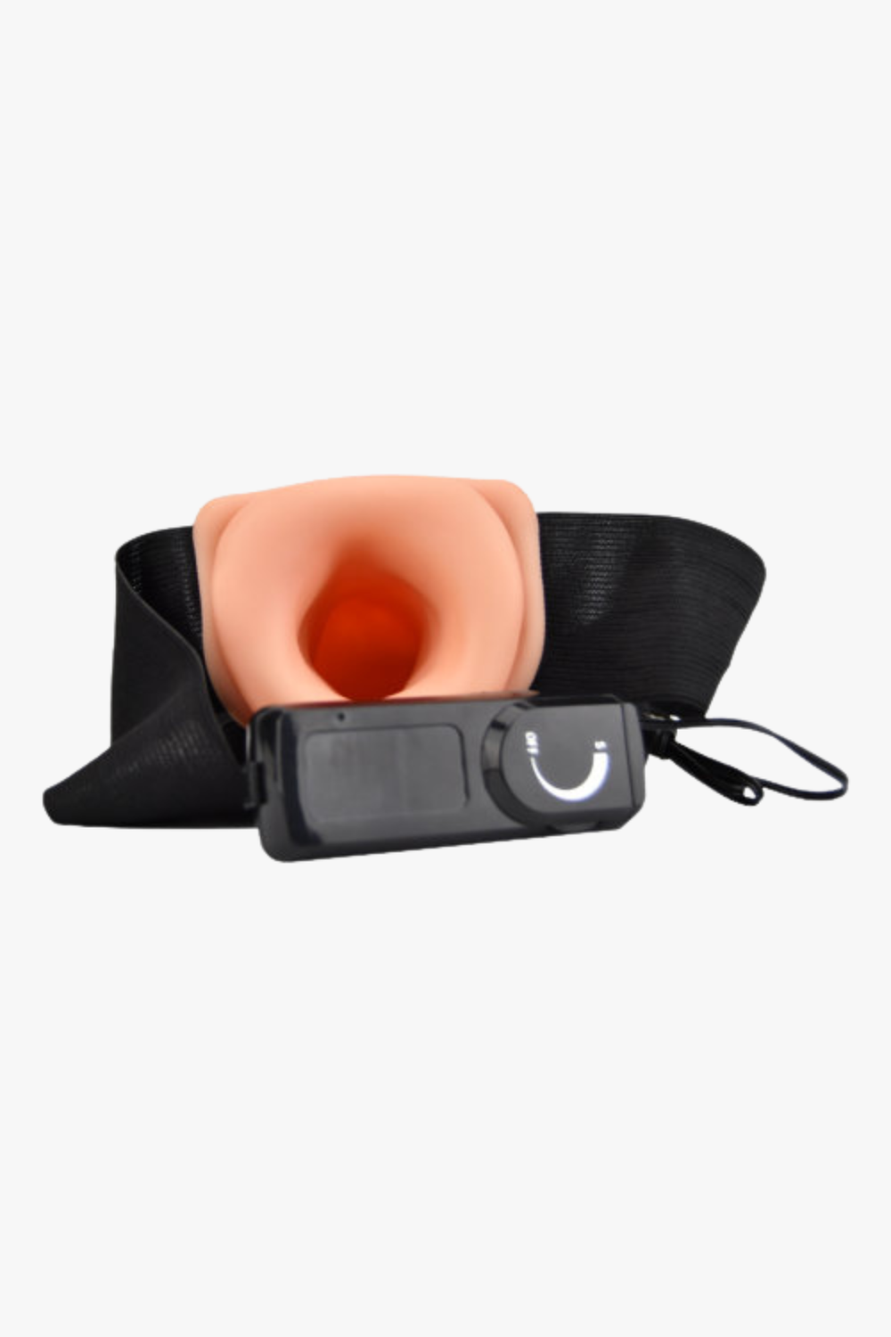 Loving Joy 8-inch vibrating hollow strap-on in vanilla color, with adjustable straps and realistic design for intimate wear