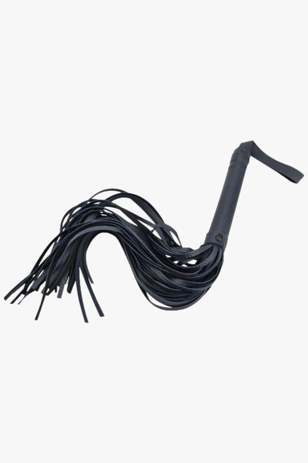 Bound to Please flogger with leather strands and wooden handle, designed for sensual spanking and bondage play.