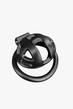 Impound Sentinal male chastity cock cage in metallic and ABS design, featuring three size options for secure, comfortable wear.