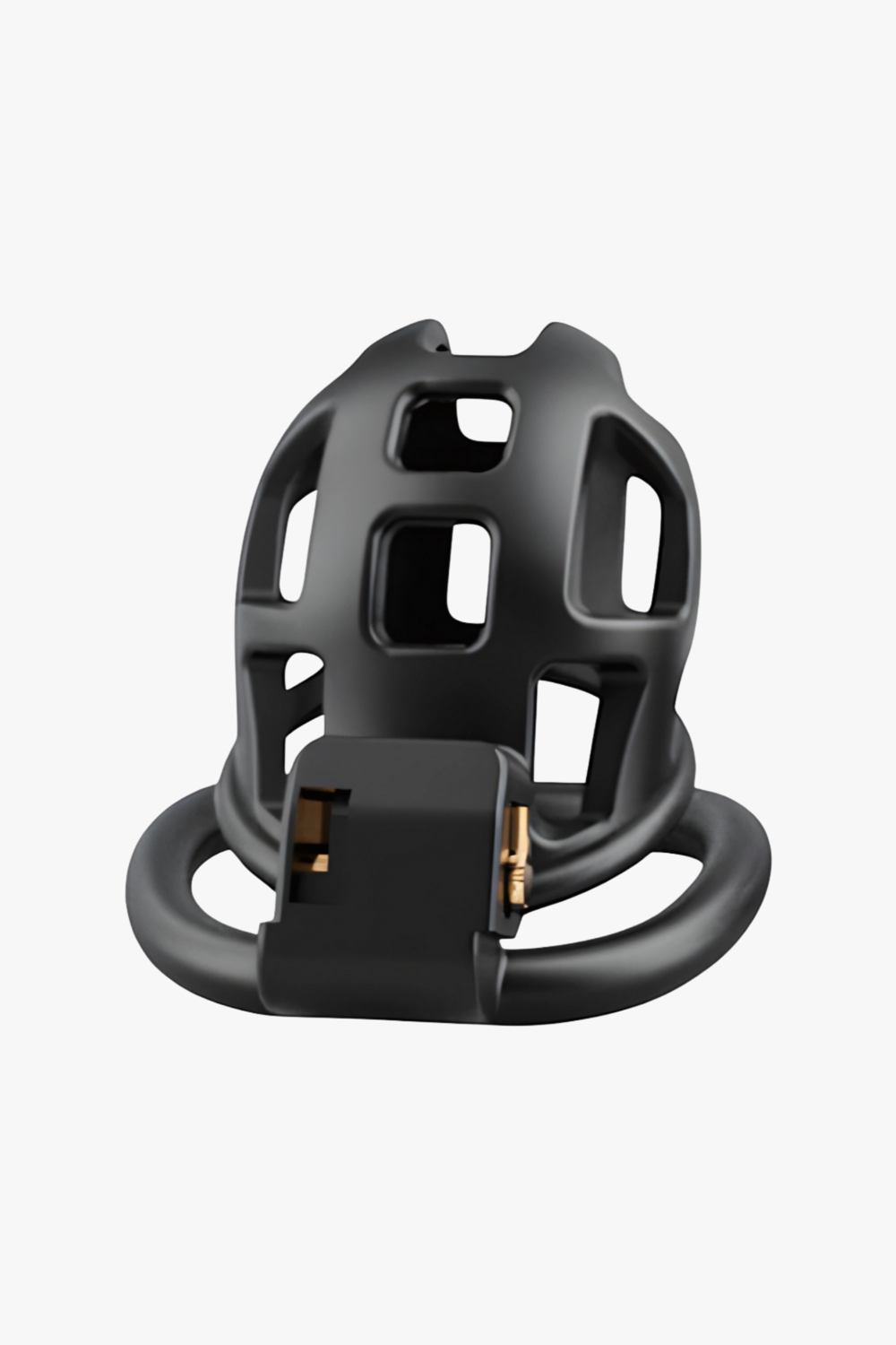 Impound Sentinal male chastity cock cage in metallic and ABS design, with three size options for secure, comfortable wear.