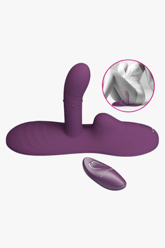 Purple silicone product with inset showing close-up on a white background