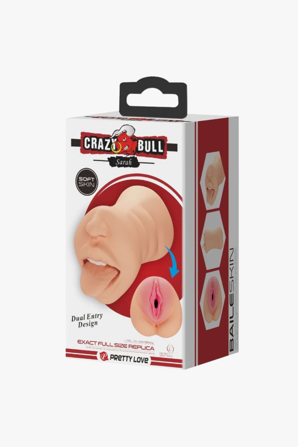 Loving Joy Crazy Bull Sarah realistic dual entry penis sleeve with mouth and vagina for sensual masturbation.