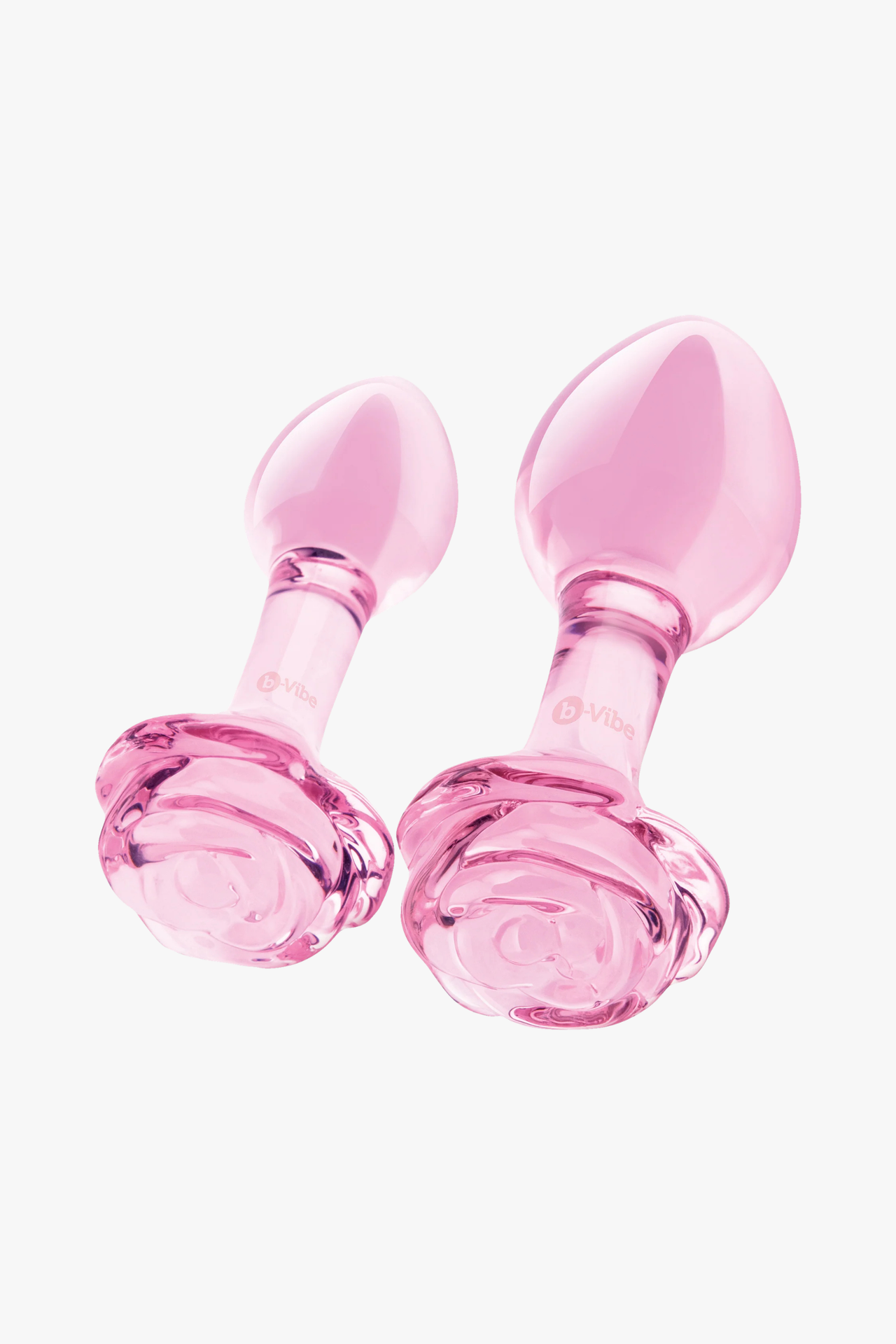 b-Vibe Pink Roses Glass Anal Training Set – Elegant Design with Rose-Detailed Bases
