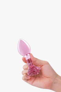 b-Vibe Pink Roses Glass Anal Training Set – Elegant Design with Rose-Detailed Bases